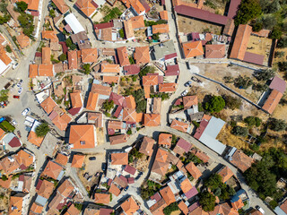 Drone Shot of Small Village in Turkey, During a Sunny Summer Day