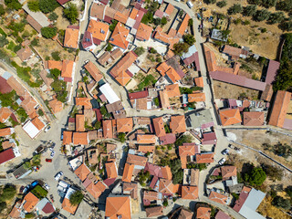 Drone Shot of Small Village in Turkey, During a Sunny Summer Day