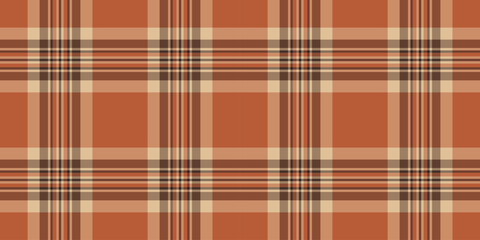 Composition seamless texture tartan, summertime plaid background vector. Nostalgia textile pattern check fabric in orange and dark colors.