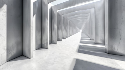 Grey Geometric Corridor, Generative AI Illustration