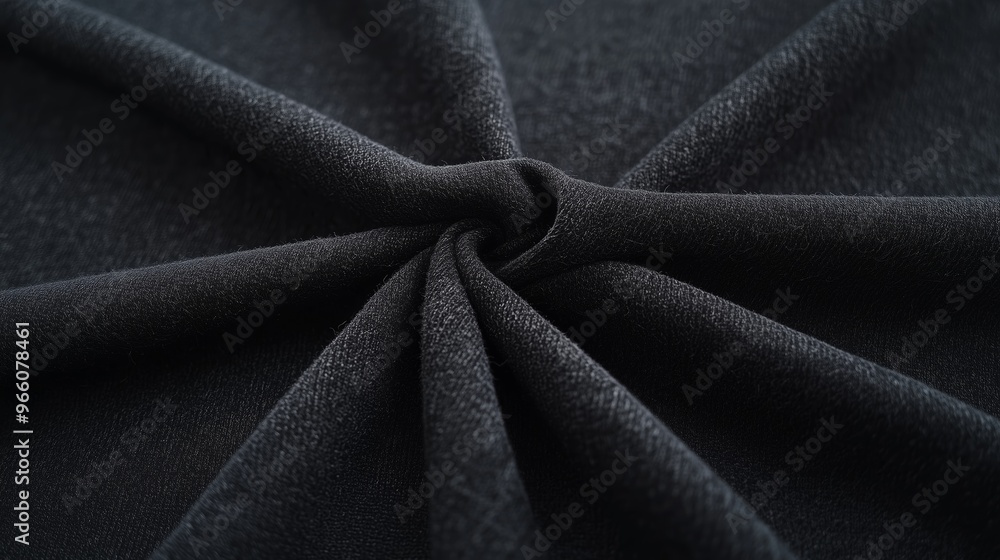 Poster a close-up view of soft black fabric showcasing its texture and drape, ideal for design projects and
