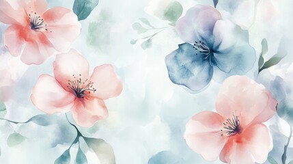 A delicate floral pattern in watercolor with soft, flowing lines and pastel colors for an elegant design.