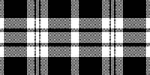 Conceptual pattern textile check, canadian tartan fabric plaid. Plank texture vector seamless background in black and white colors.
