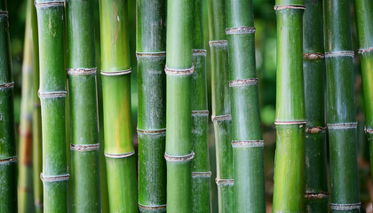 Fototapeta premium Texture of green bamboo trunks, natural pattern. Perfect for serene and organic background.