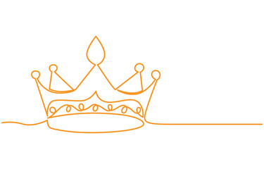 Crown of King Continuous Line Illustration, Hand Drawn Crown Icon Vector Illustration, Crown One line drawing on white background, Crown Vector Line Icon - Simple Thin Line Icon, Premium Quality