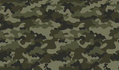 Fototapeta premium army camouflage vector illustration seamless khaki pattern, forest texture, hunting military background
