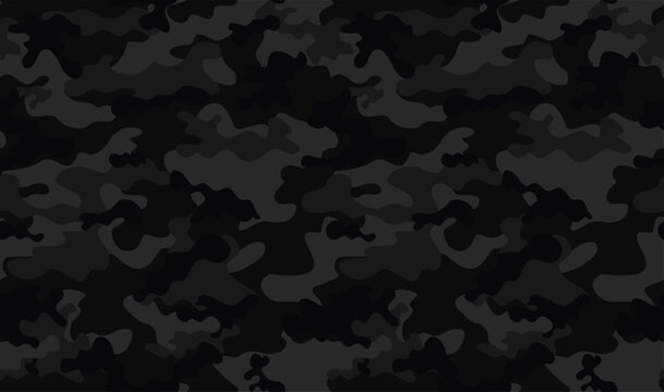 
black camouflage seamless background, gray dark pattern, modern night texture