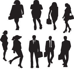 set of silhouettes of people