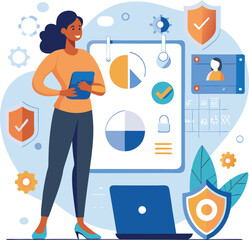 Data protection. Data security and privacy and internet security, flat vector modern illustration