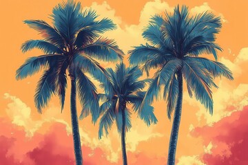 pastelcolored palm tree pattern with a retro summer vibe seamless design featuring stylized leaves and soft hues perfect for tropicalthemed projects