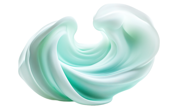 A quiet swirl of mint green on transparent background, png	