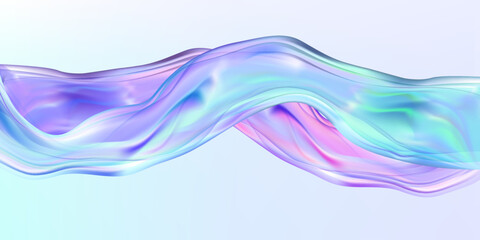 Abstract  holographic wave.Flow iridescent fluid.Dynamic spectrum ribbon.