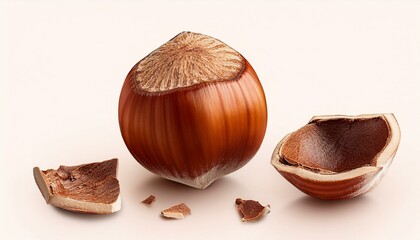 Whole hazelnut with shell pieces.
