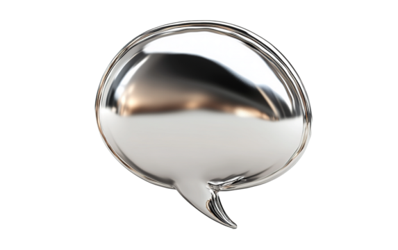 A speech bubble symbol silver  on transparent background, png	