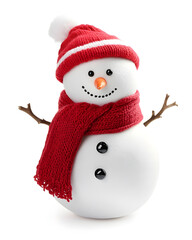 Cute Snowman isolated on white background	