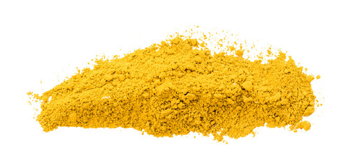 Yellow powder isolated on transparent background.
