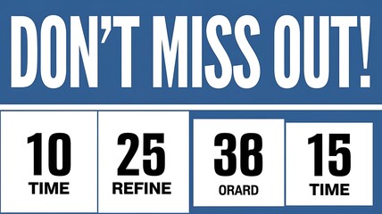 White text on blue background, countdown timer, urgency, limited time offer, marketing, sales, promotion, business. 
