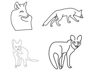 Fox minimal icons set vector outline