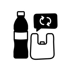 Reuse Plastic Glyph Icon, Vector illustration