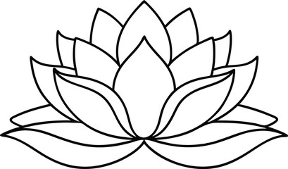 Lotus flower icon silhouette illustration on black and white