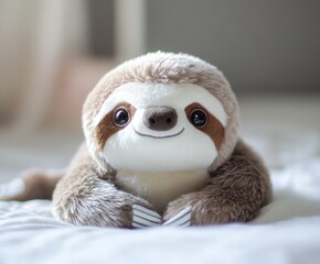 Fototapeta premium Cute stuffed Animal Sloth Sitting on the Floor