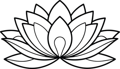 Lotus flower icon silhouette illustration on black and white