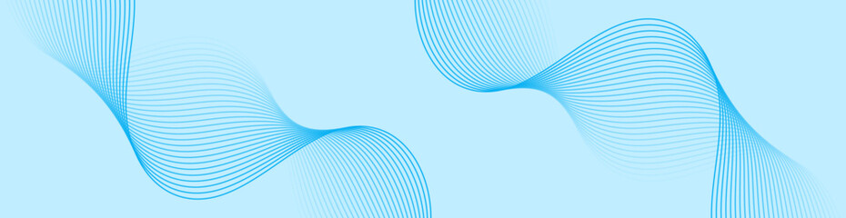 Abstract background with lines and waves. Web banner size. Element for design. Vector background for brochure, booklet, flyer, poster. Blue gradient. Summer, winter