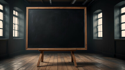 Empty chalkboard in a room, ideal for business presentations and educational seminars