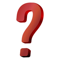 3d question mark red vector illustration with transparent background