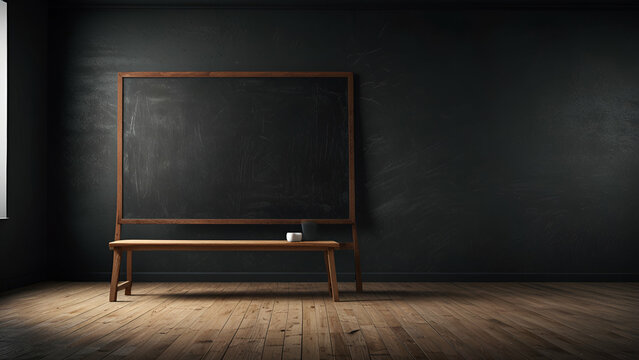 Empty chalkboard in a room, ideal for business presentations and educational seminars