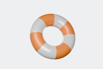 orange, floating swimming ring, 3d rendering.