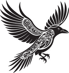 A flying crow tattoo  illustration vector .