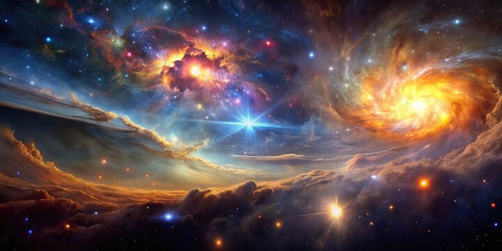 Vibrant, high-dynamic-range image of a stunning, starry galaxy nebula scene with breathtaking celestial bodies, glowing with an otherworldly, ethereal light against a dark, mysterious background.