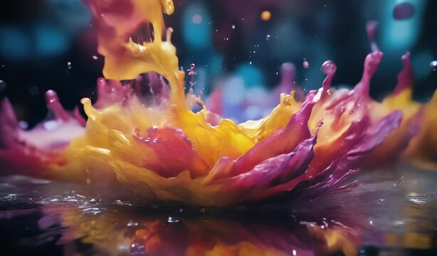 Colorful Ink Explosion in Slow Motion