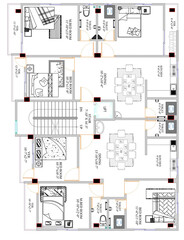 Architectural Floor plan Typical Autocad Floor Plan, 2D Drawing, House design