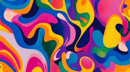Obraz premium A vibrant abstract design featuring flowing shapes and bright colors, creating an energetic and playful visual experience.