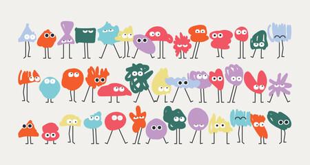 Set Cute Emotion Colored Shapes Graphics Elements 