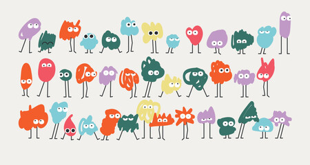 Set Cute Emotion Colored Shapes Graphics Elements 