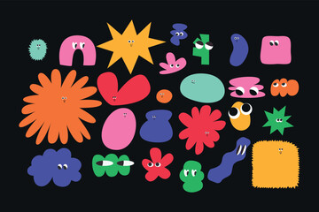 Set Cute Emotion Colored Shapes Graphics Elements 