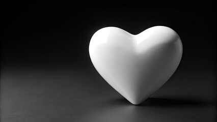 White Heart Shape On A Solid Black Background, Perfect For Concepts Of Love, Loss, Or Valentine'S Day