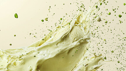 Pistachio ice-cream splashing