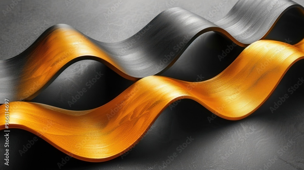 Poster elegant undulating lines of smooth black and gold create a striking visual contrast against a dark b