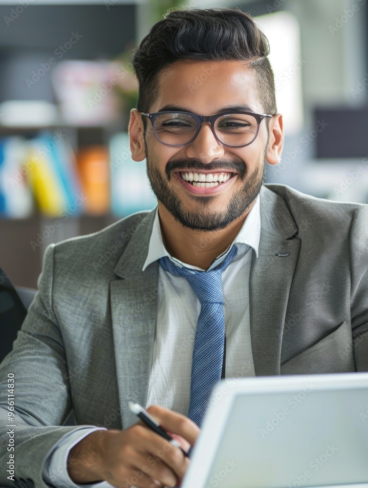 Wall mural Business Professional Smiling and Writing