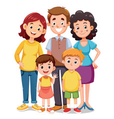 Happy family of five posing together smiling