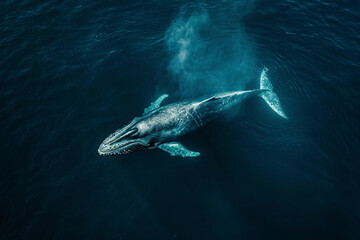 Obraz premium Fantastically beautiful majestic huge whale in ocean