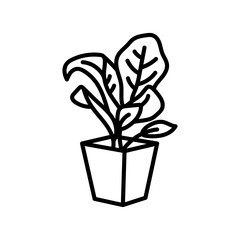 Dieffenbachia Outline Icon, Vector illustration