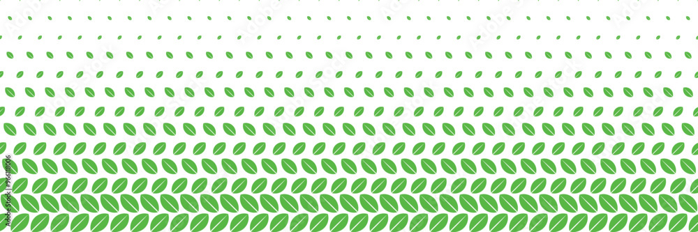 Poster horizontal halftone of green leaves design for pattern and background.