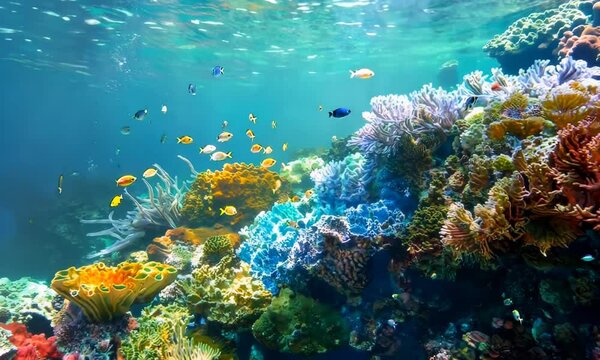 Textured coral reef with vibrant colors, Video