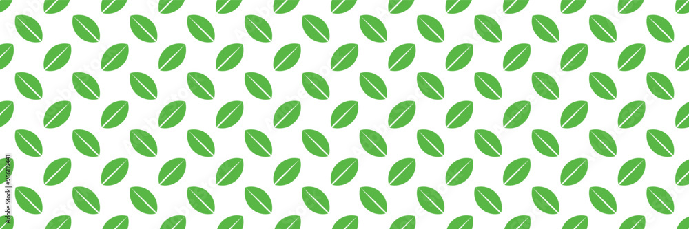 Poster horizontal seamless of green leaves design for pattern and background.