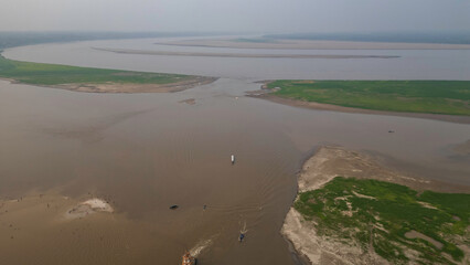 DROUGHT IN THE AMAZON RIVER, THE RIVERS ARE LEFT WITH LITTLE WATER DUE TO THE LACK OF RAIN IN THE JUNGLE